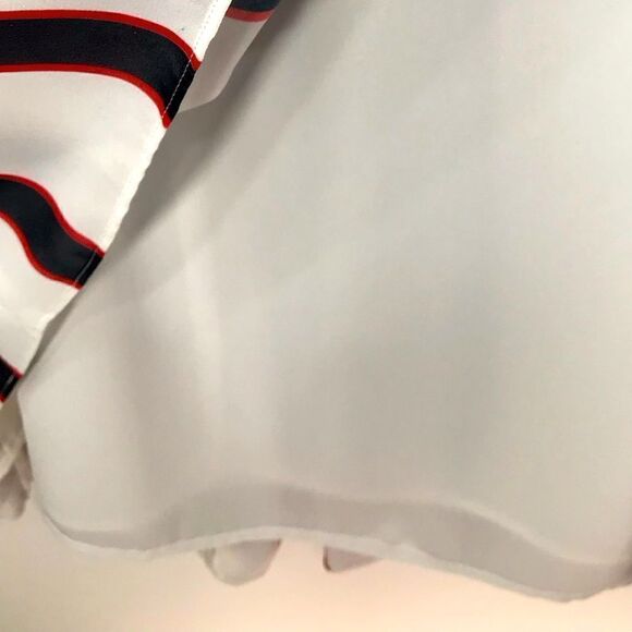 W by Worth Black White Red Vertical Flowy Stripe Maxi Tank Statement Dress - Picture 14 of 16